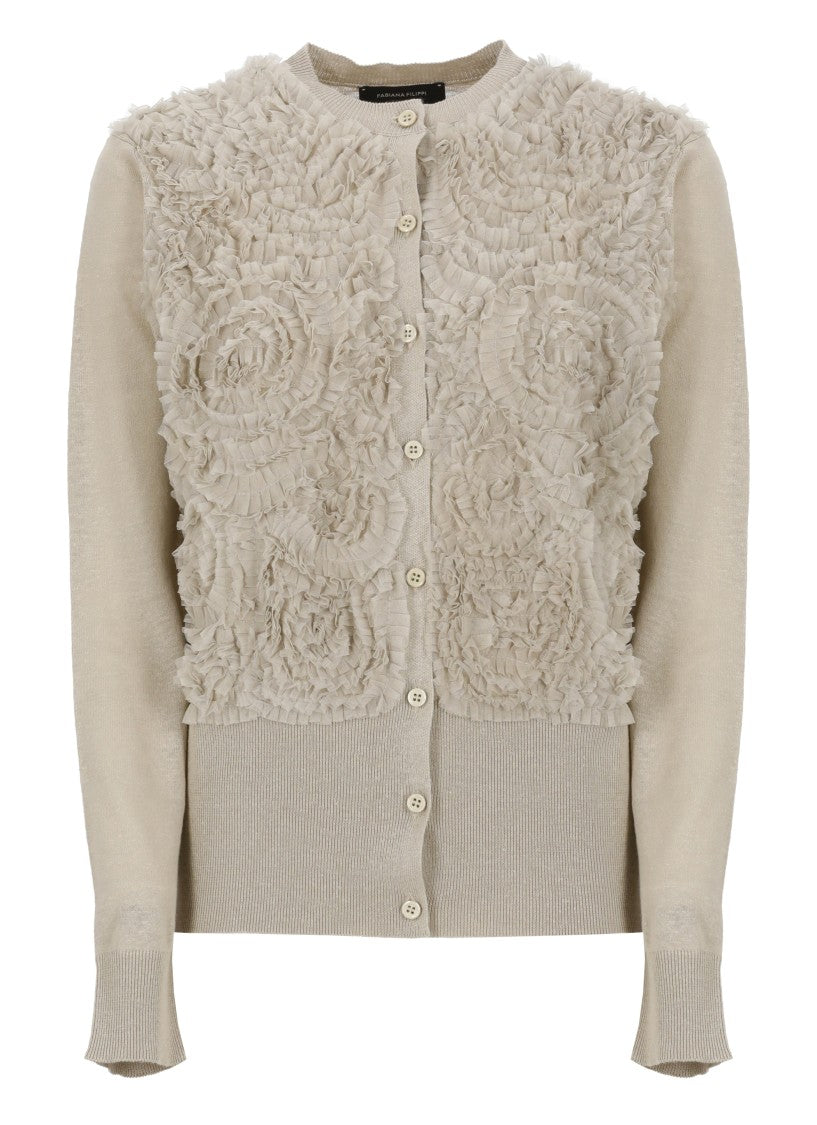 Fabiana Filippi Beige Linen And Cotton Cardigan