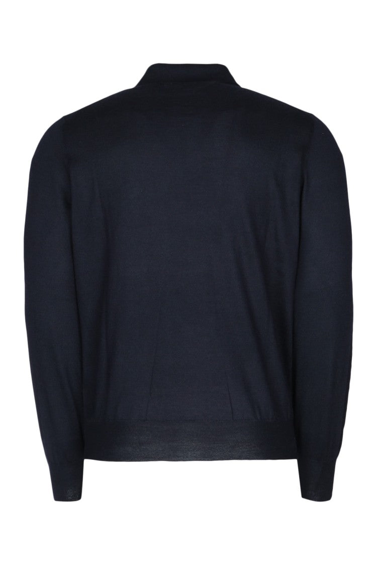 Brunello Cucinelli Classic Black Polo Sweater With Tailored Fit