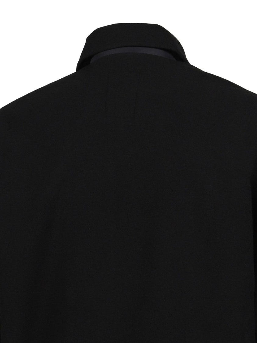 Gr10k Minimalistic Black Jacket With Zip Fastening And Turn-Down Collar