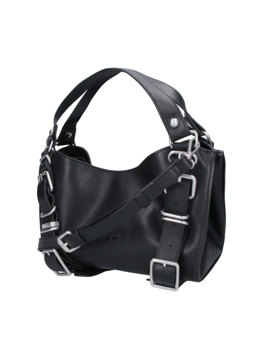 Diesel Small Black Leather Handbag With Top Handle