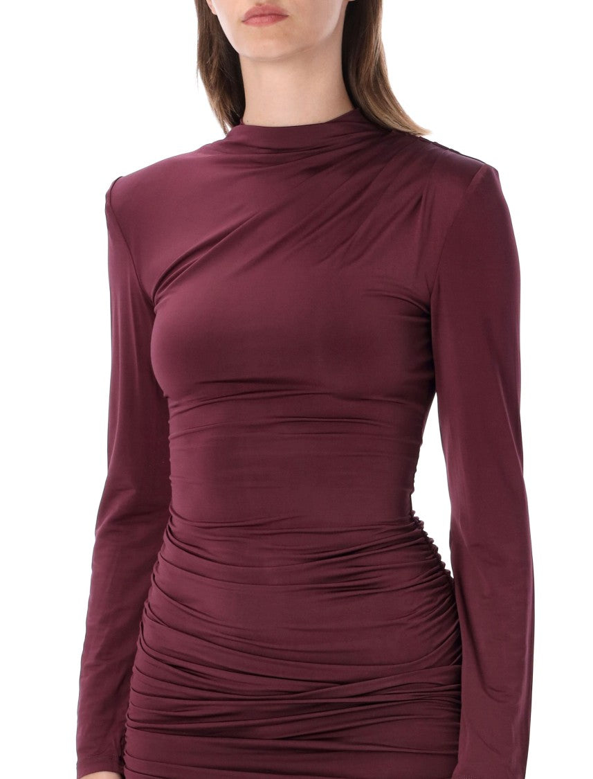 Rotate Drapey Ruched Draped Mini Dress