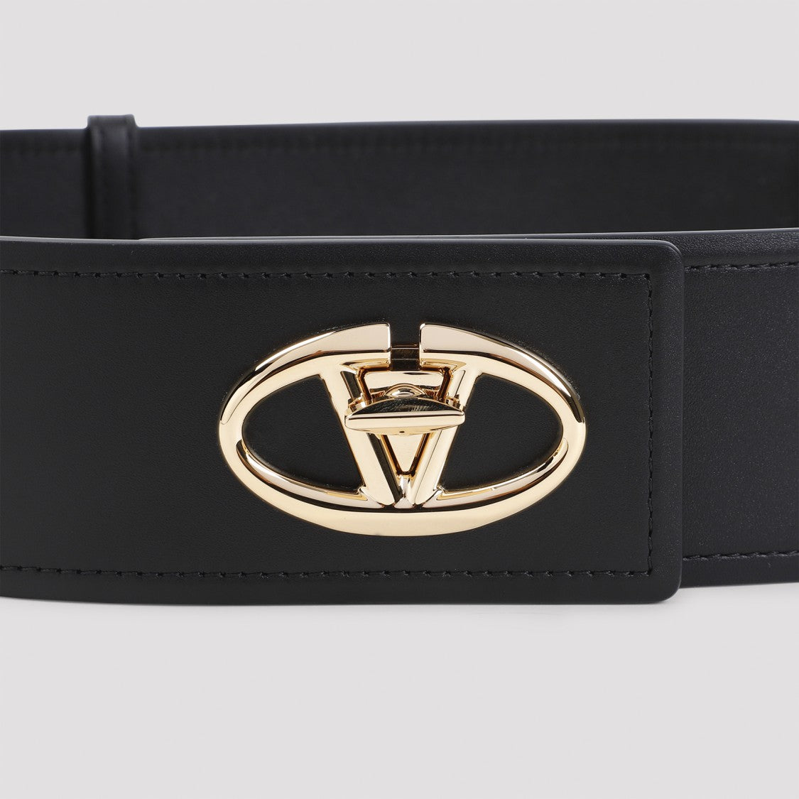 Valentino Vlogo Black Calf Leather Belt