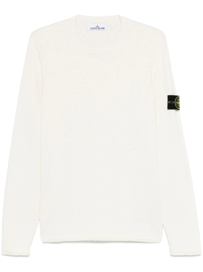 Stone Island White Long-Sleeve Pullover Sweater