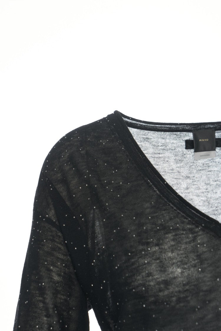 Pinko 'Solomone' Glitter-Trimmed Sweater