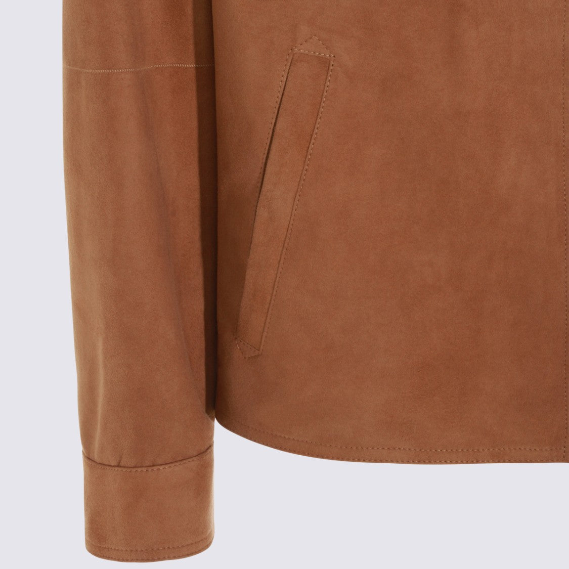 Canali Smooth Suede Jacket With Stand-Up Collar And Refined Details