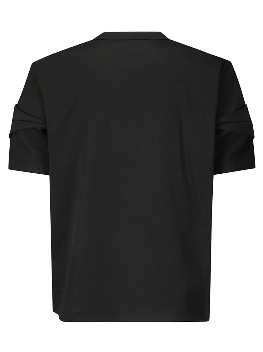 Comme Des Garçons Short-Sleeved Cotton Top With Tone-On-Tone Detail