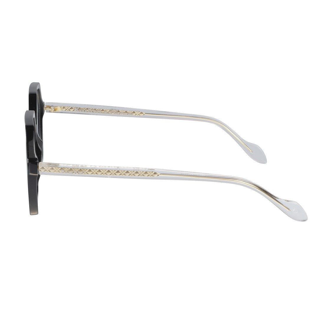 Kador Exagon Glamour Hexagonal Black Eyeglasses With Translucent Textured Arms