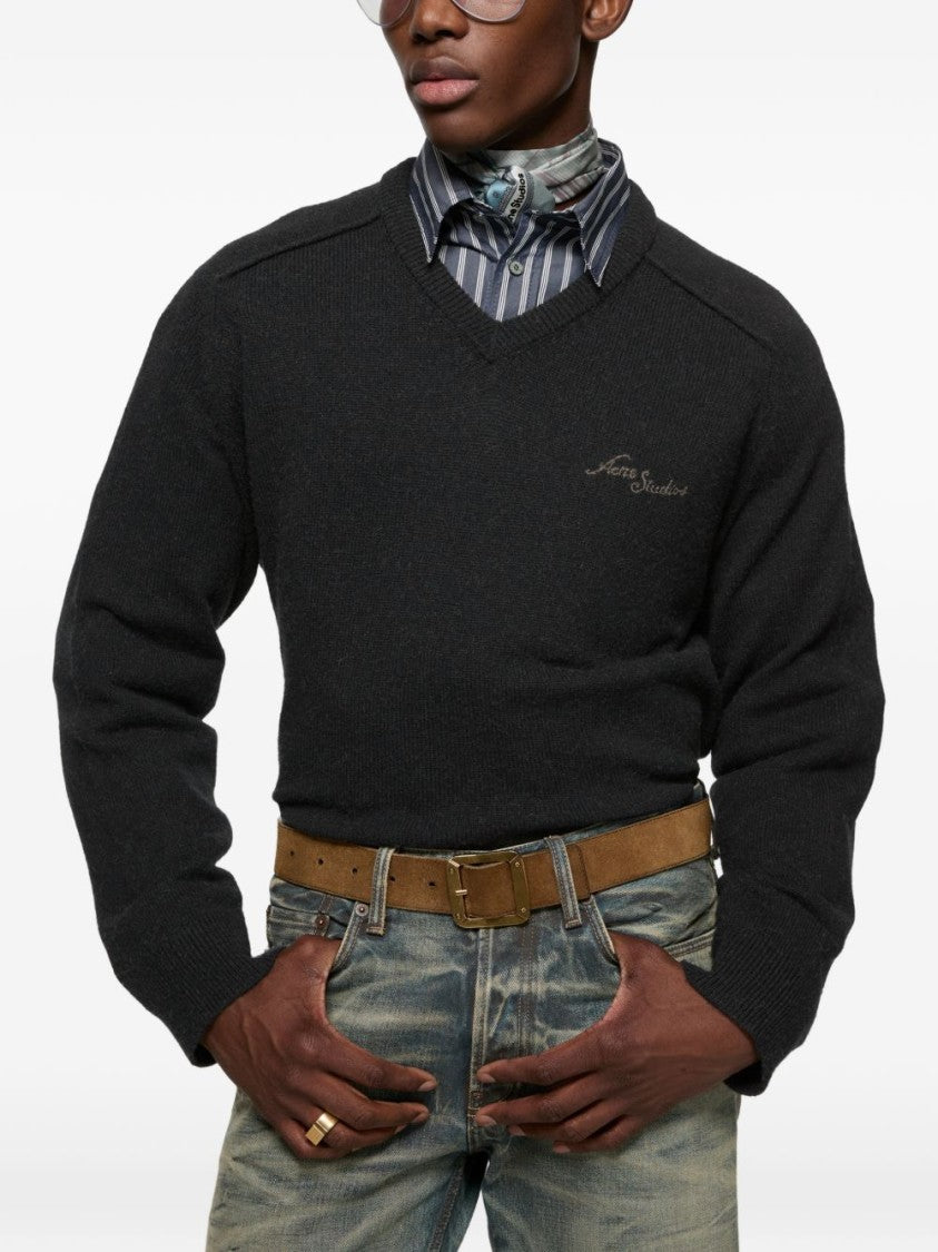 Acne Studios Camel Classic V-Neck Camel Hair Sweater