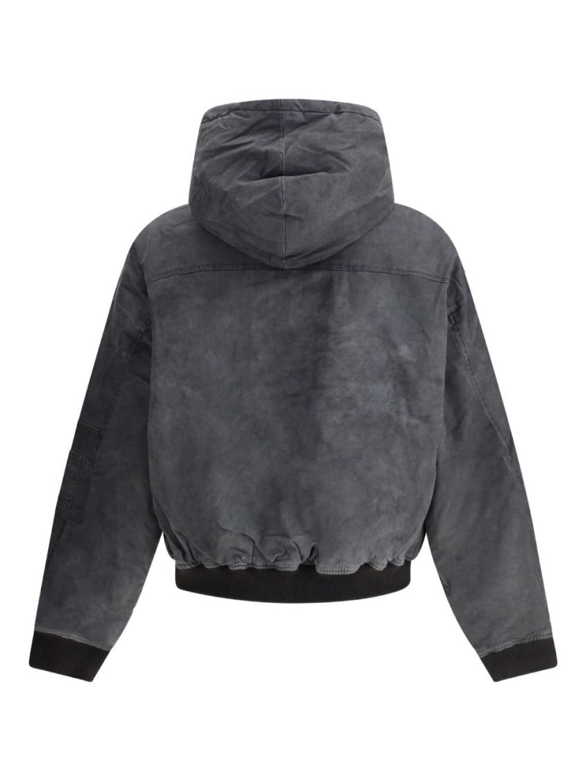 Represent Cropped Hooded Bomber Jacket With Subtle Logo Detail