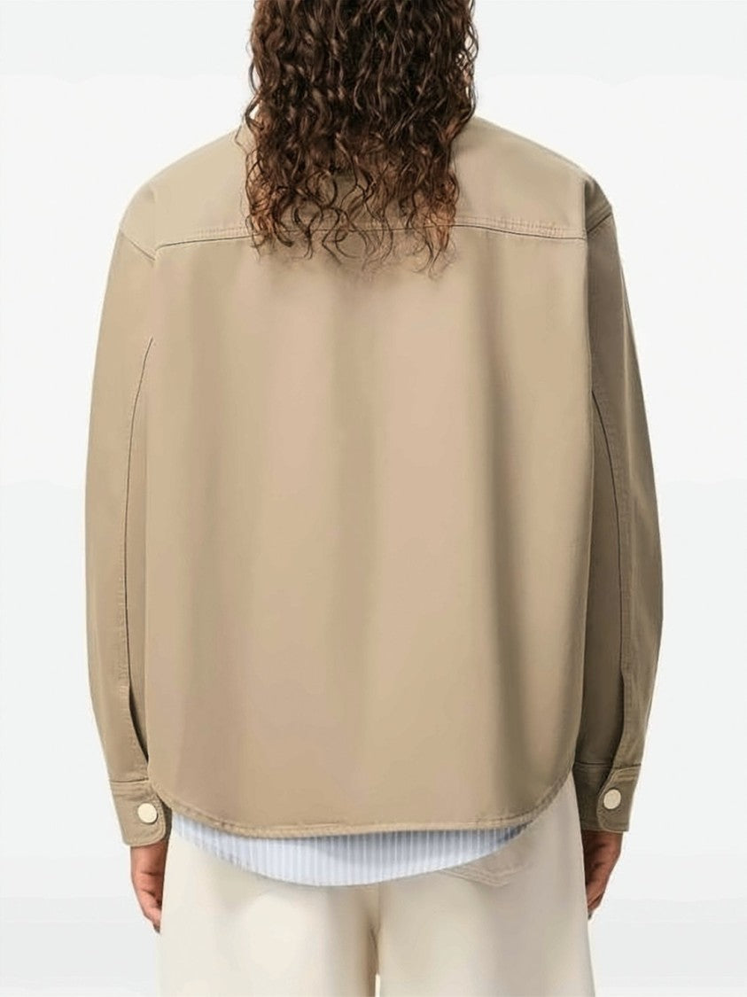 Ami Paris Oversized Cotton Knit Shirt With Tone-On-Tone Logo
