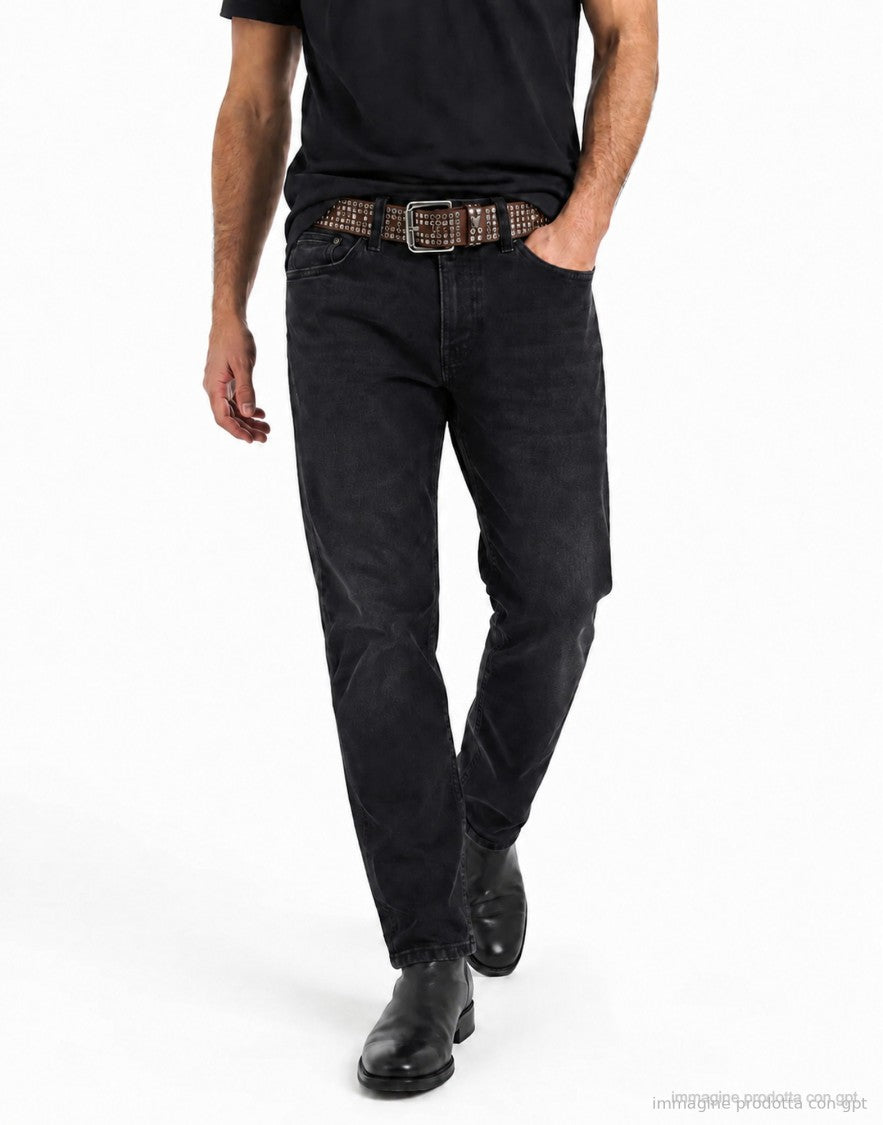 Htc Los Angeles Brown Studded Leather Belt