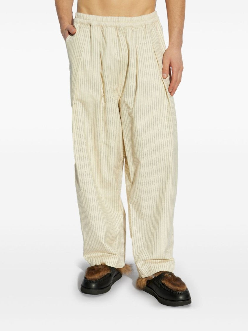 Maison Margiela Relaxed Fit Beige Trousers With Pleat Detailing