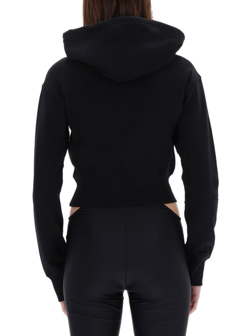 Versace Jeans Couture Black Cropped Hooded Sweatshirt