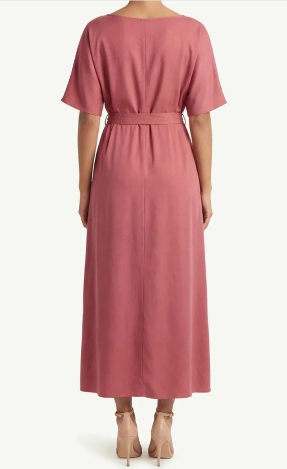 Weekend Versatile Crewneck Short Sleeve Belted Dress