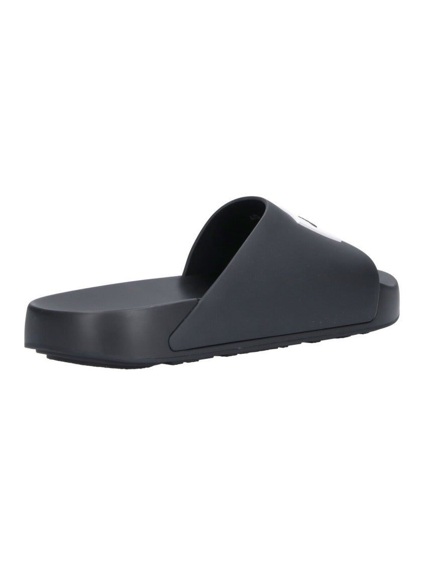 Givenchy Black Upper Contrast Logo Rubber Slides