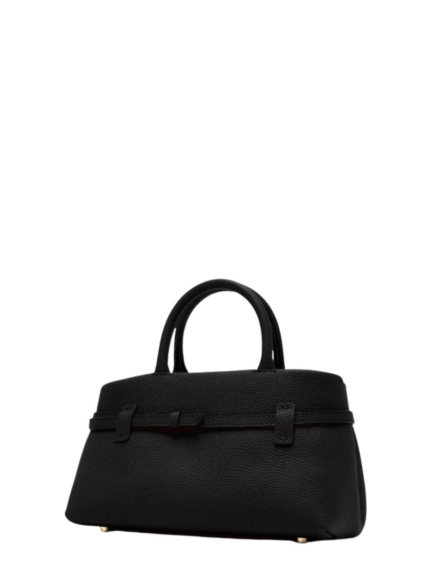 Manu Atelier Black Le Cambon 25 Hammered Leather Shoulder Bag
