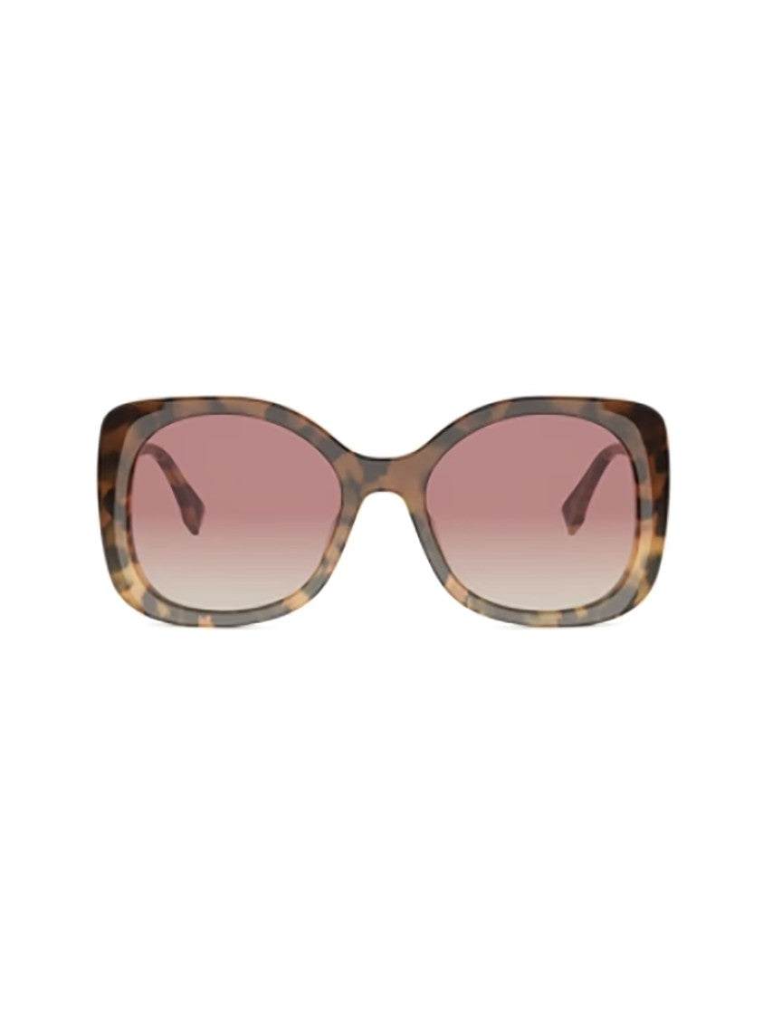 Fendi Tortoiseshell Fe40201i Rectangular Pink Sunglasses