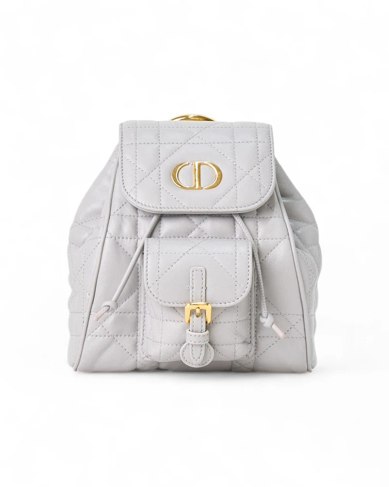 Dior Caro Small Macrocannage Backpack In Gray