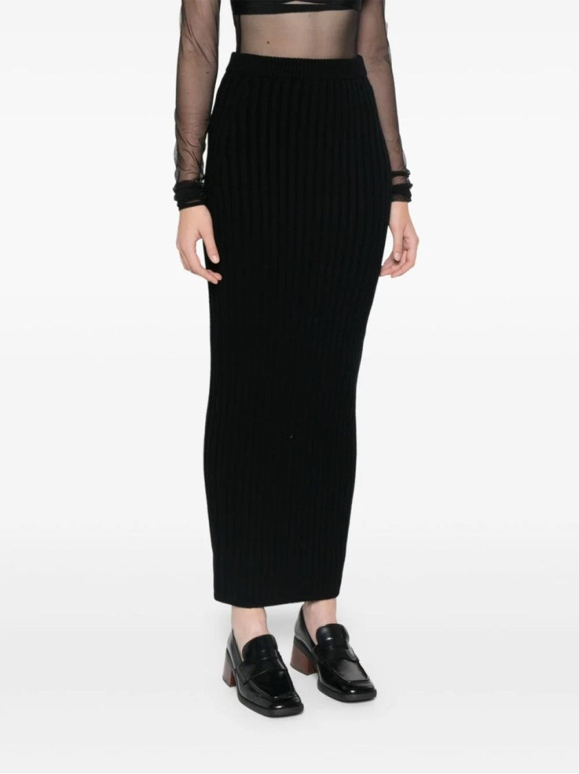 Max Mara Silk Maxi Skirt With Ribbed Texture