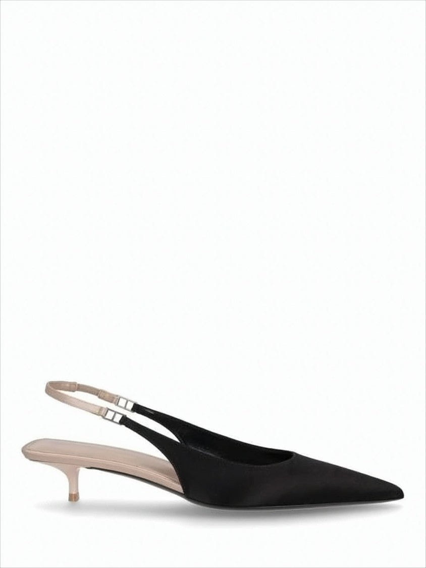 Saint Laurent Pointed-Toe Slingback Pumps With Kitten Heel