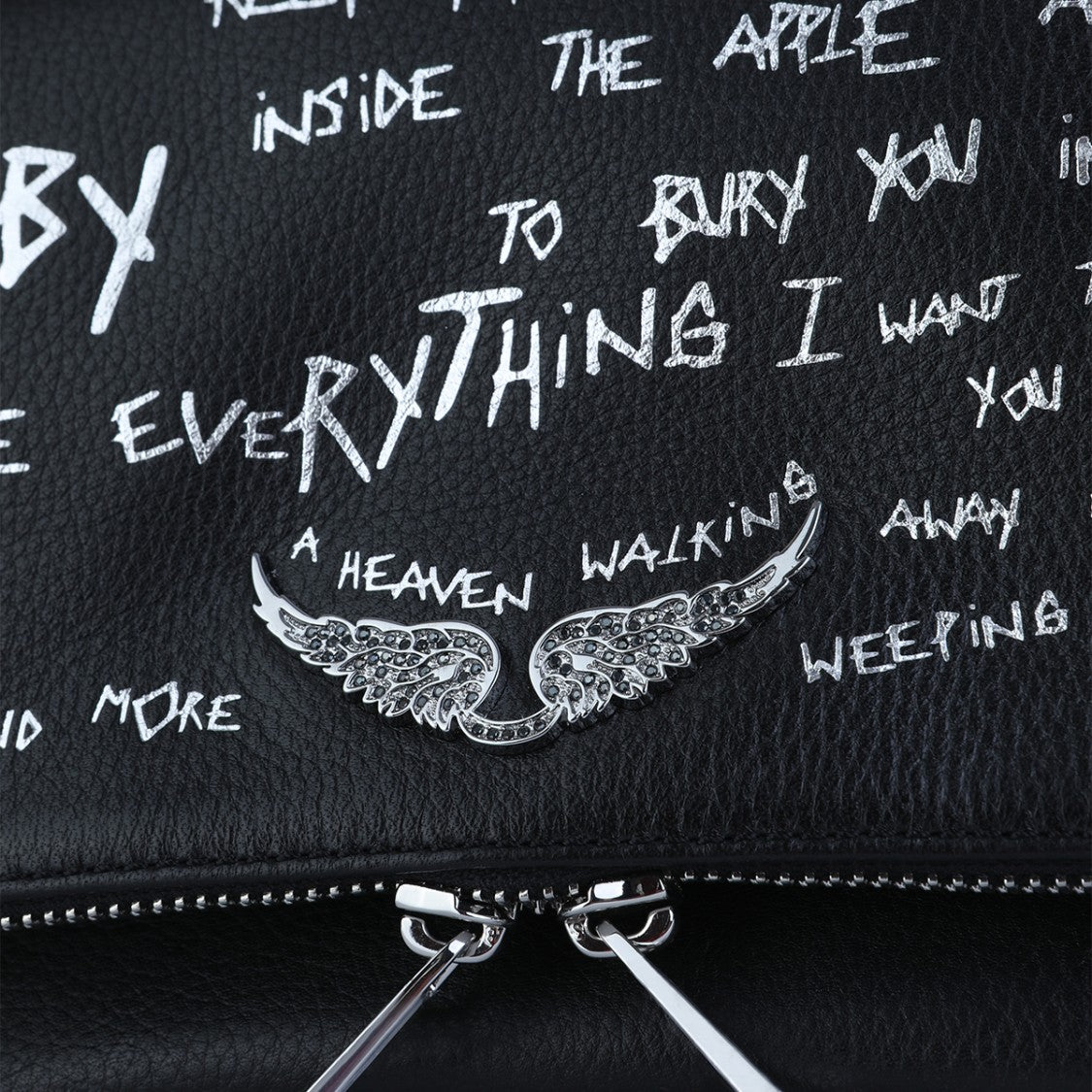 Zadig & Voltaire Graffiti-Print Leather Shoulder Bag With Chain-Link Strap