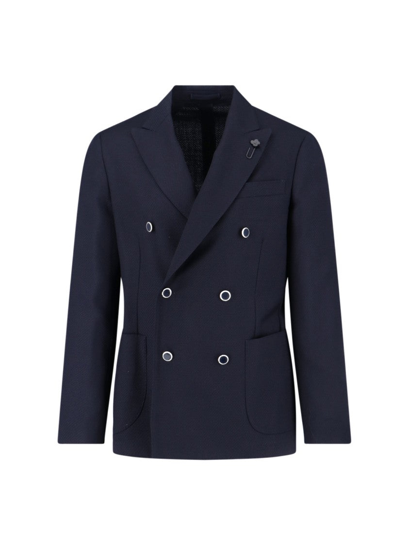 Lardini Double-Breasted Blazer – Navy