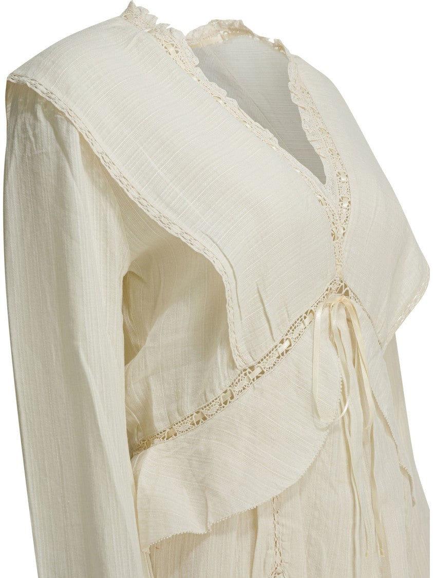 Isabel Marant Étoile Romantic Light Fabric Dress With Lace Trim