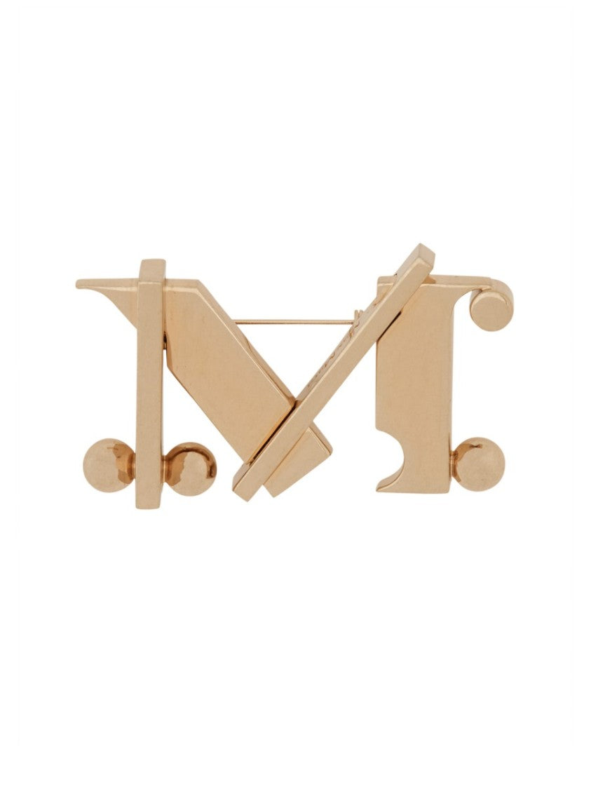 Max Mara Monogram Brooch With Polished Finish And Versatile Design