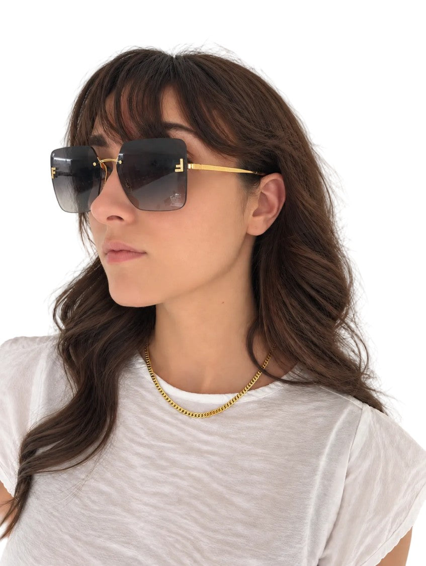 Fendi Gold Fendi First Crystal Fe4082us Square Sunglasses