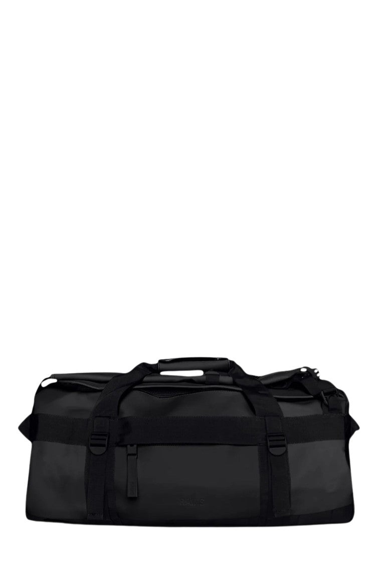 Rains Black Texel Duffel Small Two-Way Zip Polyester Duffle Bag