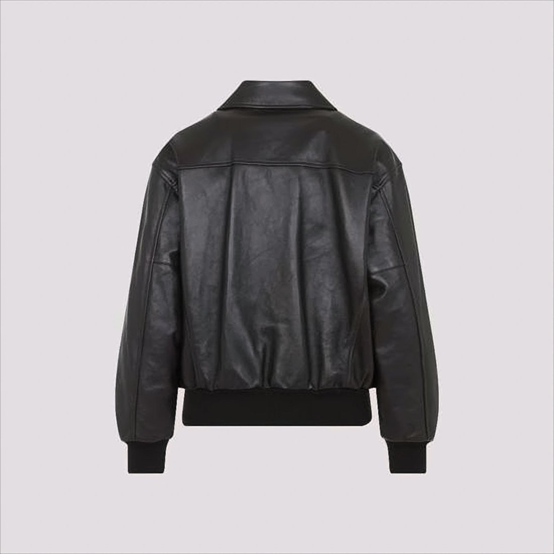 Celine Smooth Lambskin Leather Jacket With Classic Collar And Ribbed Finish