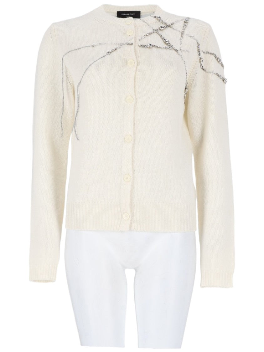 Fabiana Filippi Embellished Knit Cardigan With Rhinestone Detailing