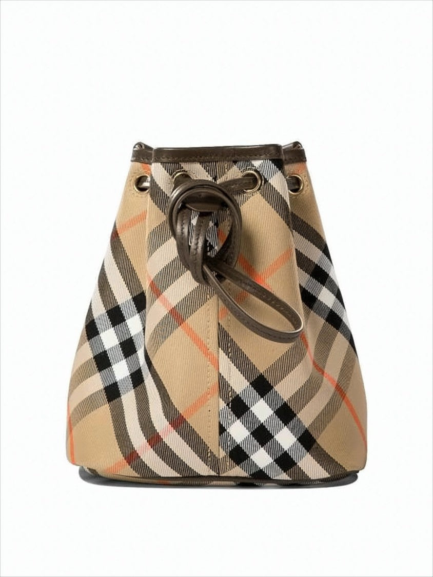 Burberry Check Pattern Structured Bucket Shoulder Bag