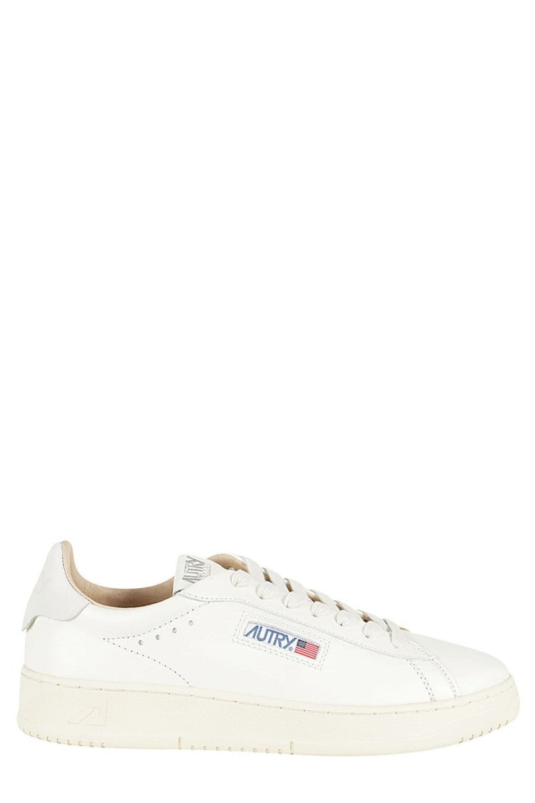 Autry Cream Dallas Low Side Logo Leather Sneakers