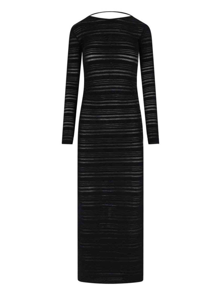 Andreâdamo Ribbed Knit Maxi Dress – Black