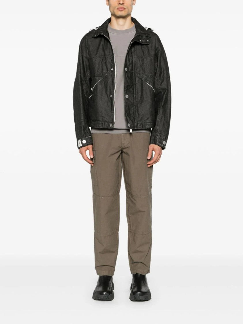 Stone Island Logo-Print Hooded Linen Jacket