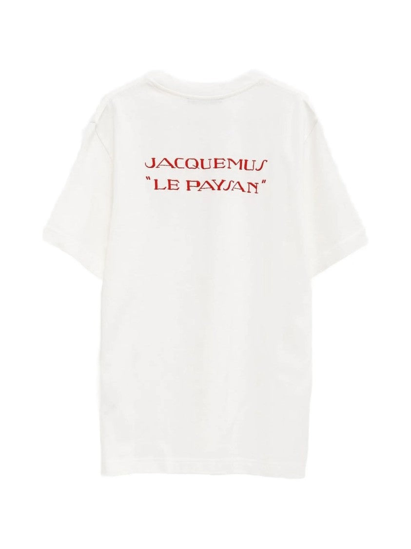 Jacquemus Minimalist White Cotton T-Shirt With Bold Logo