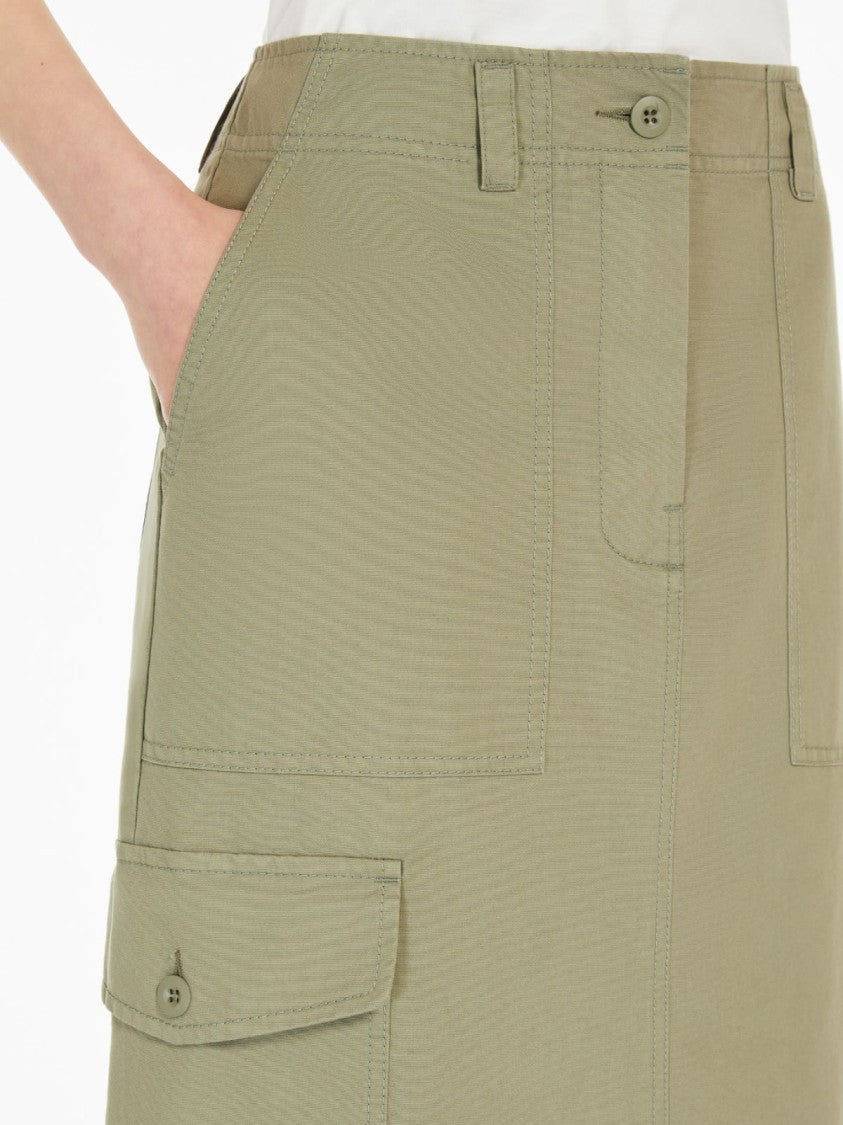 Max Mara Canvas Midi Skirt With Cargo Pockets