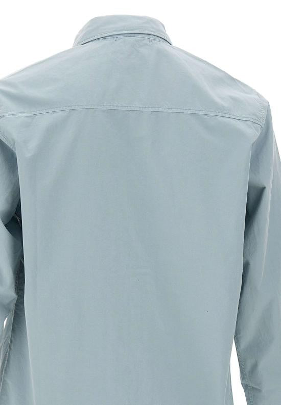 C.P. Company Light Blue Long-Sleeve Shirt With Front Zipper And Lens Detail
