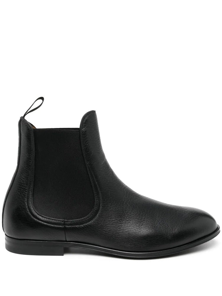 Bally Black Minimalist Elastic Panel Suede Ankle Boots