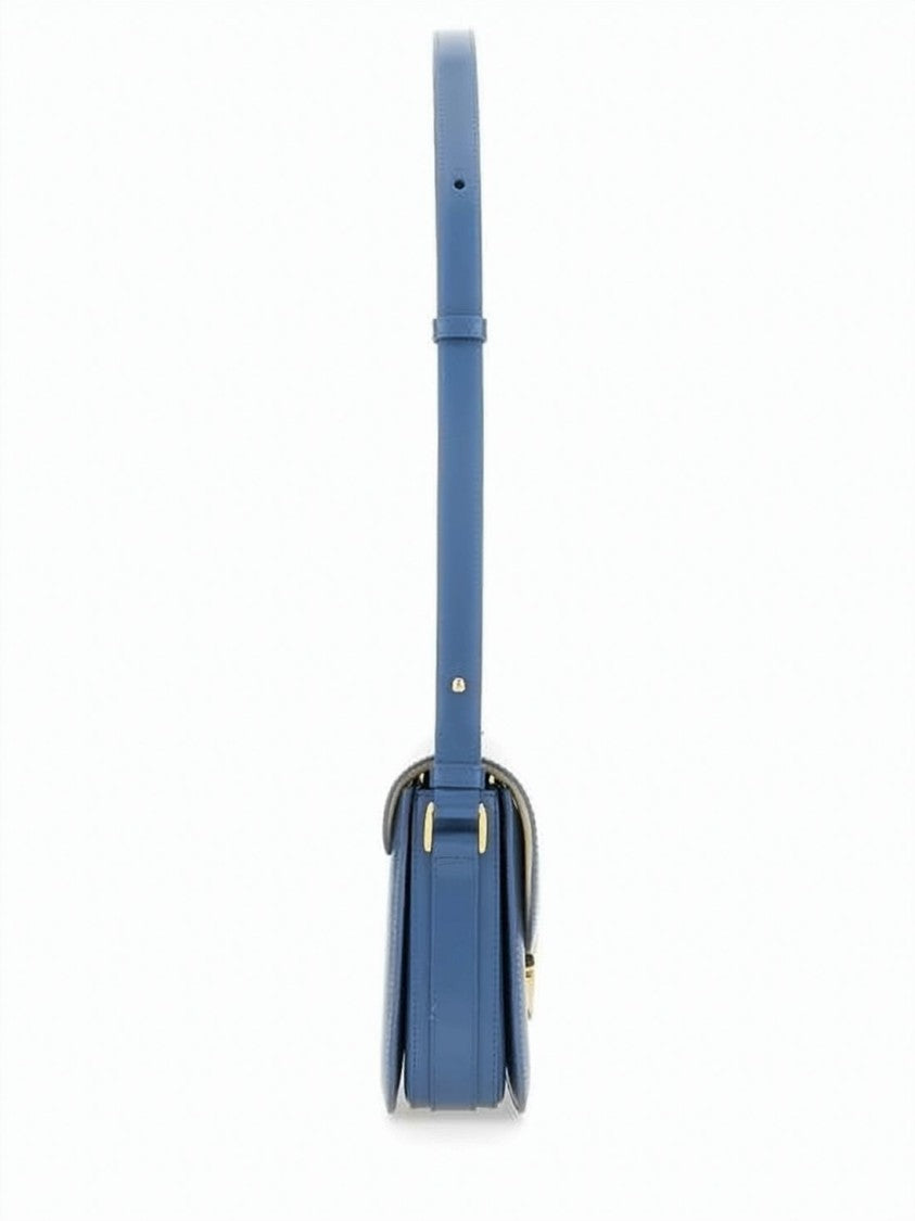 A.P.C. Structured Blue Leather Shoulder Bag With Gold-Tone Clasp