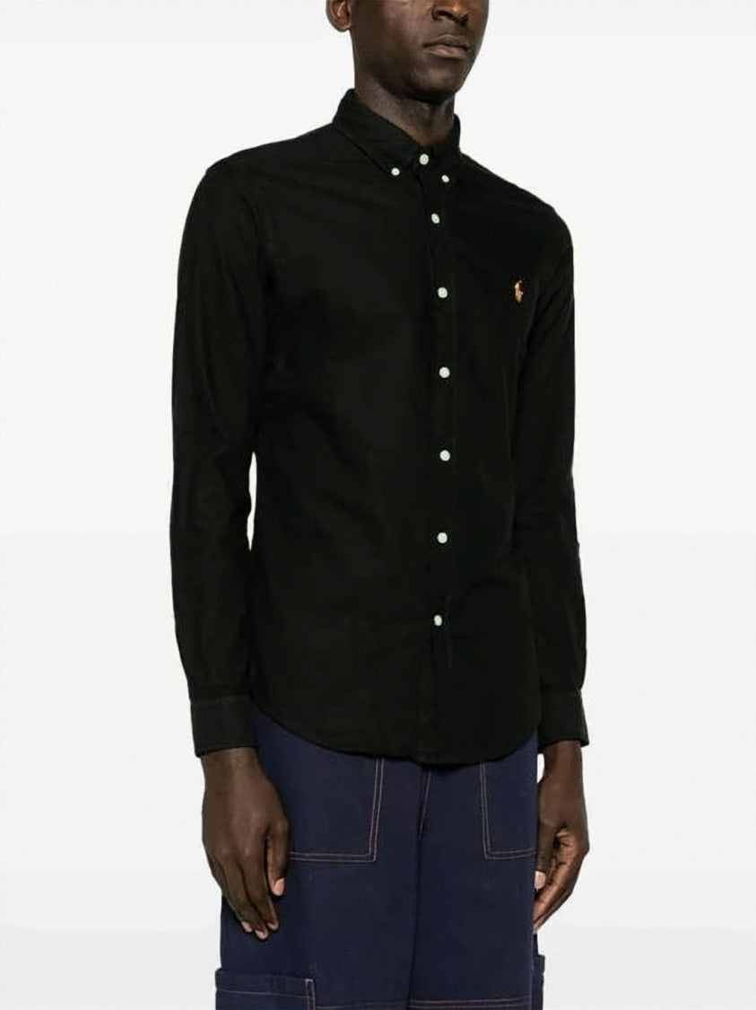 Polo Ralph Lauren Mandarin Collar Long-Sleeve Shirt With Embroidered Logo