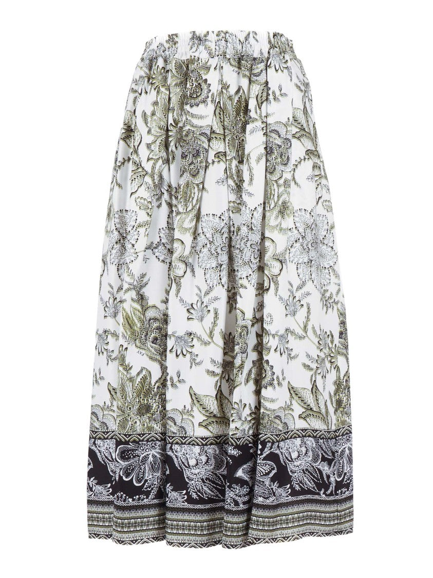 Fay Floral Print Elastic Long Skirt