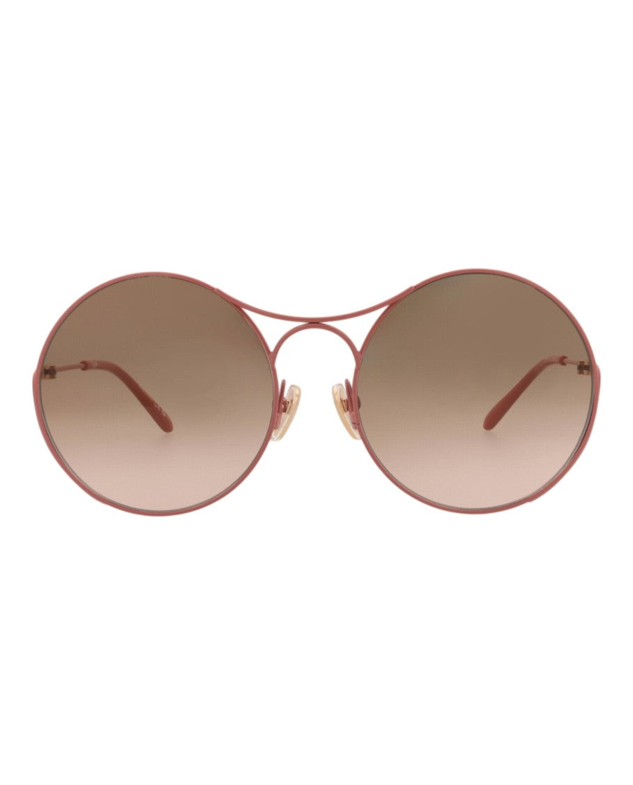 Chloé Round-Frame Metal Sunglasses With Adjustable Nose Pads