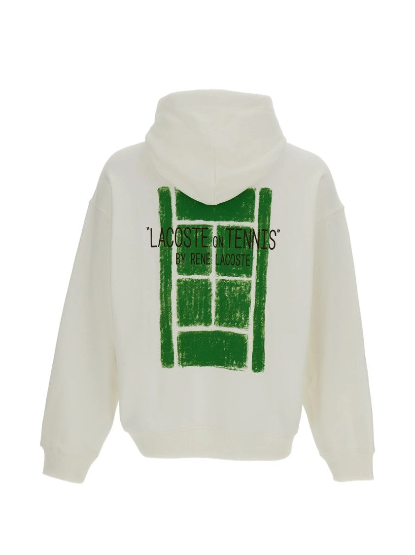 Lacoste Relaxed Fit Hoodie With Graphic Design And Kangaroo Pocket