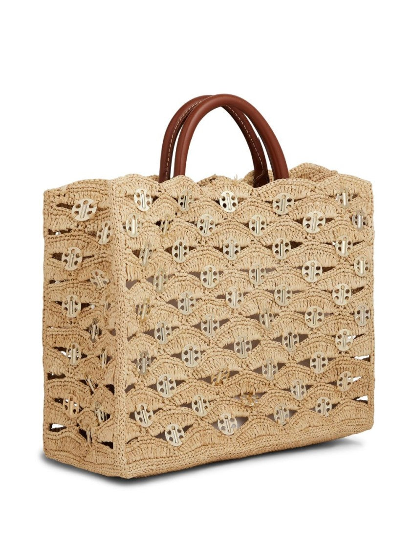 Rabanne Raffia Handbag With Intricate Woven Design
