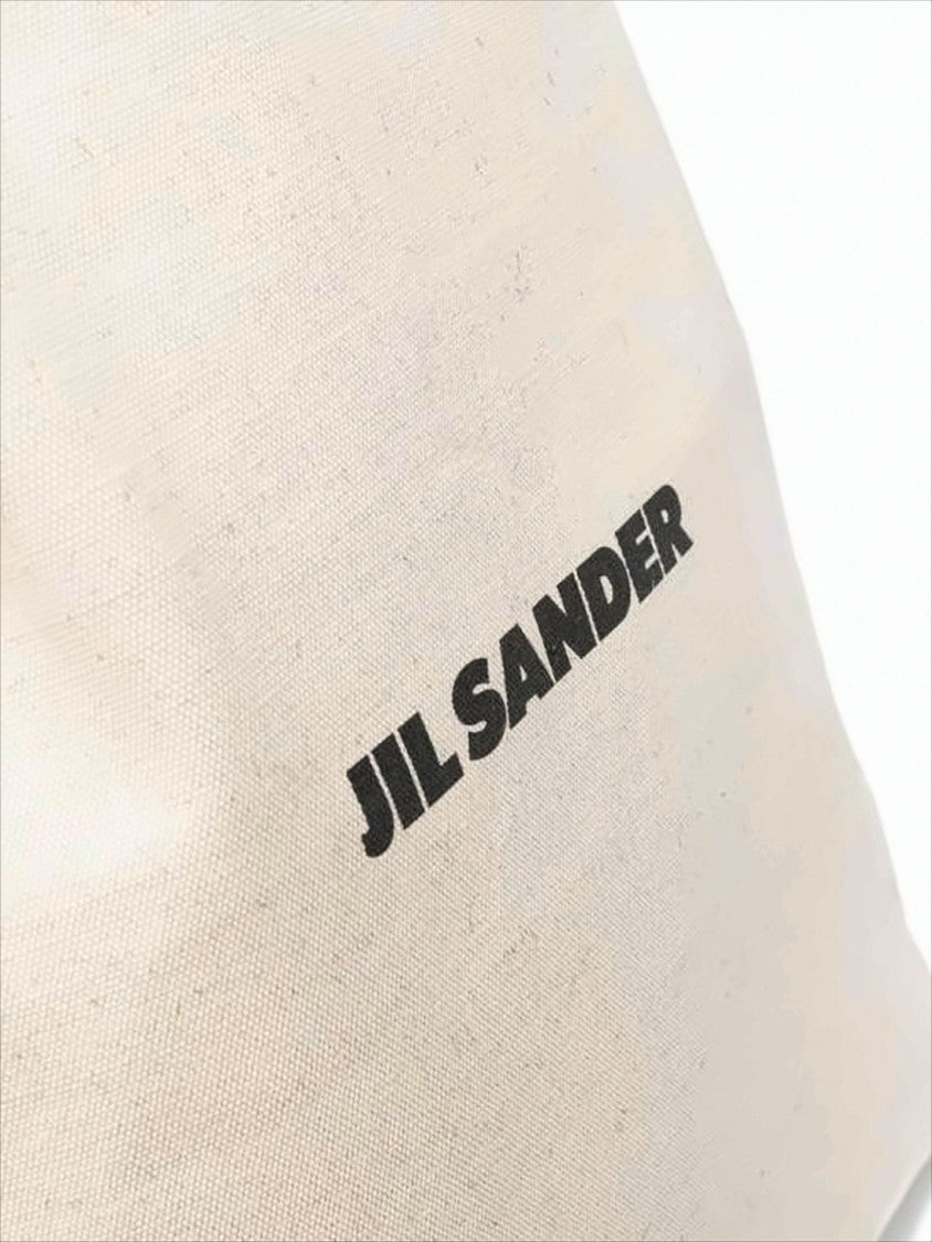 Jil Sander Spacious Natural Fabric Tote With Leather Handles