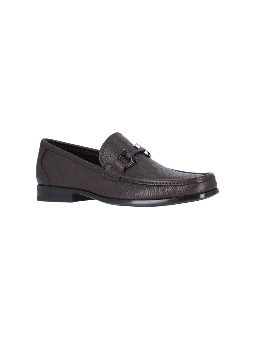 Ferragamo Brown Hammered Leather Loafer