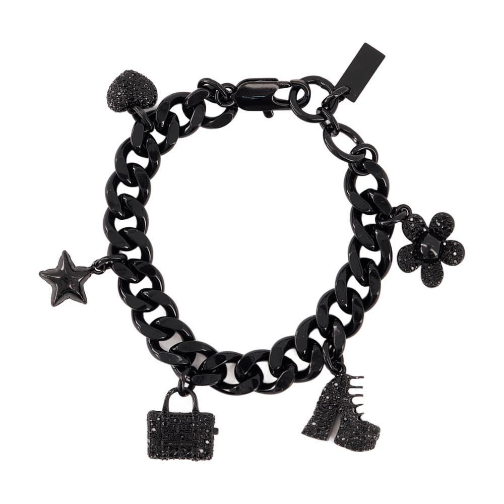 Marc Jacobs Mini Icon Pave Charm Bracelet - Metal - Black