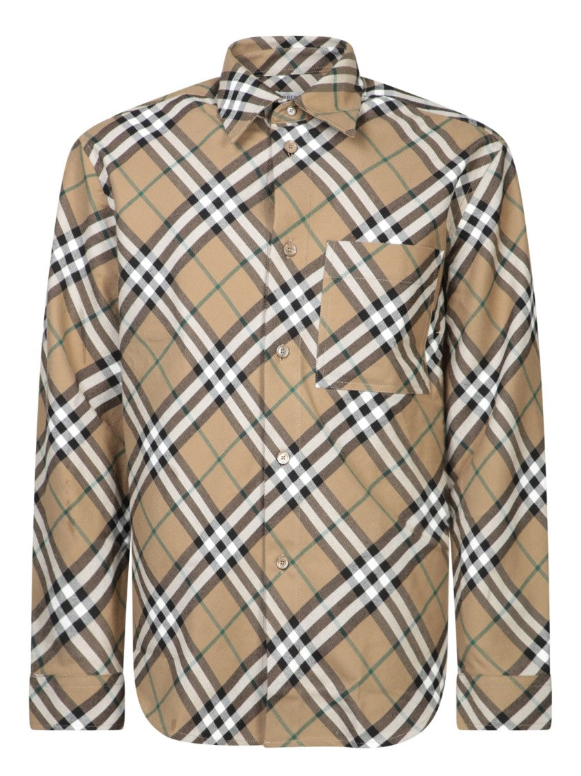 Burberry Classic Plaid Brown Shirt With Button-Down Front